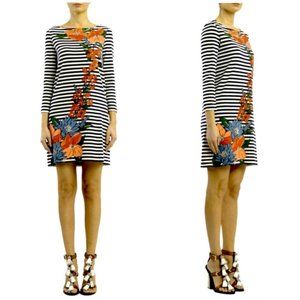TORY BURCH Striped printed Floral dress size Small